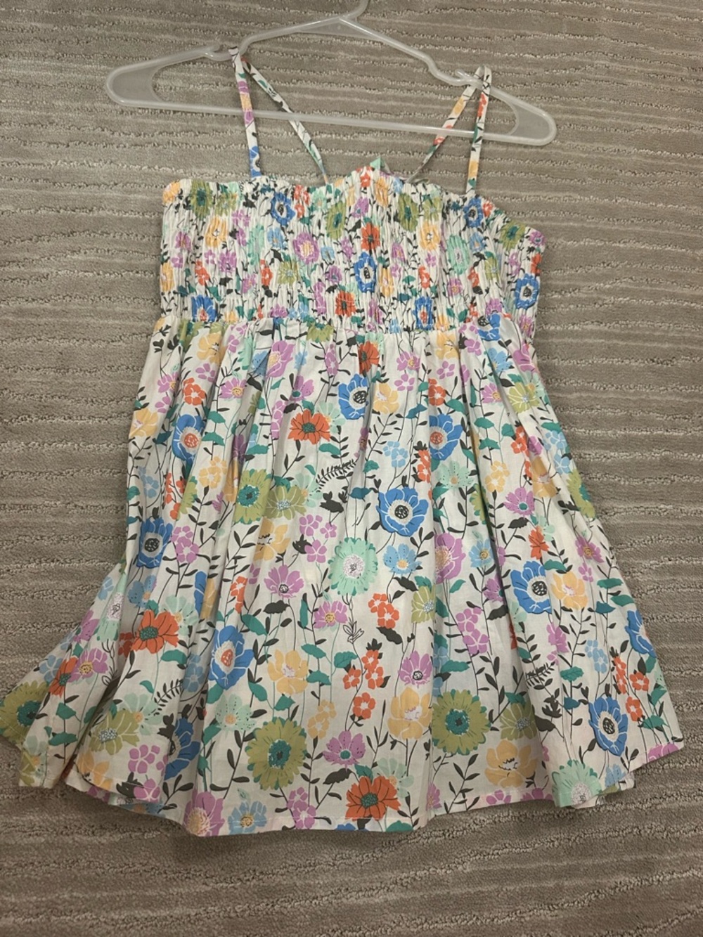 Floral Smocked Top with Spaghetti Straps - Multicolor